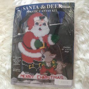 Santa & Deer plastic canvas kit New Christmas craft